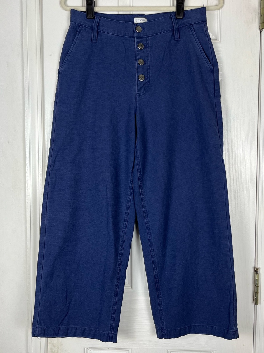 J. Crew Point Sur Wide Leg Crop Pants Sz 27 Cotton Slub Navy Blue